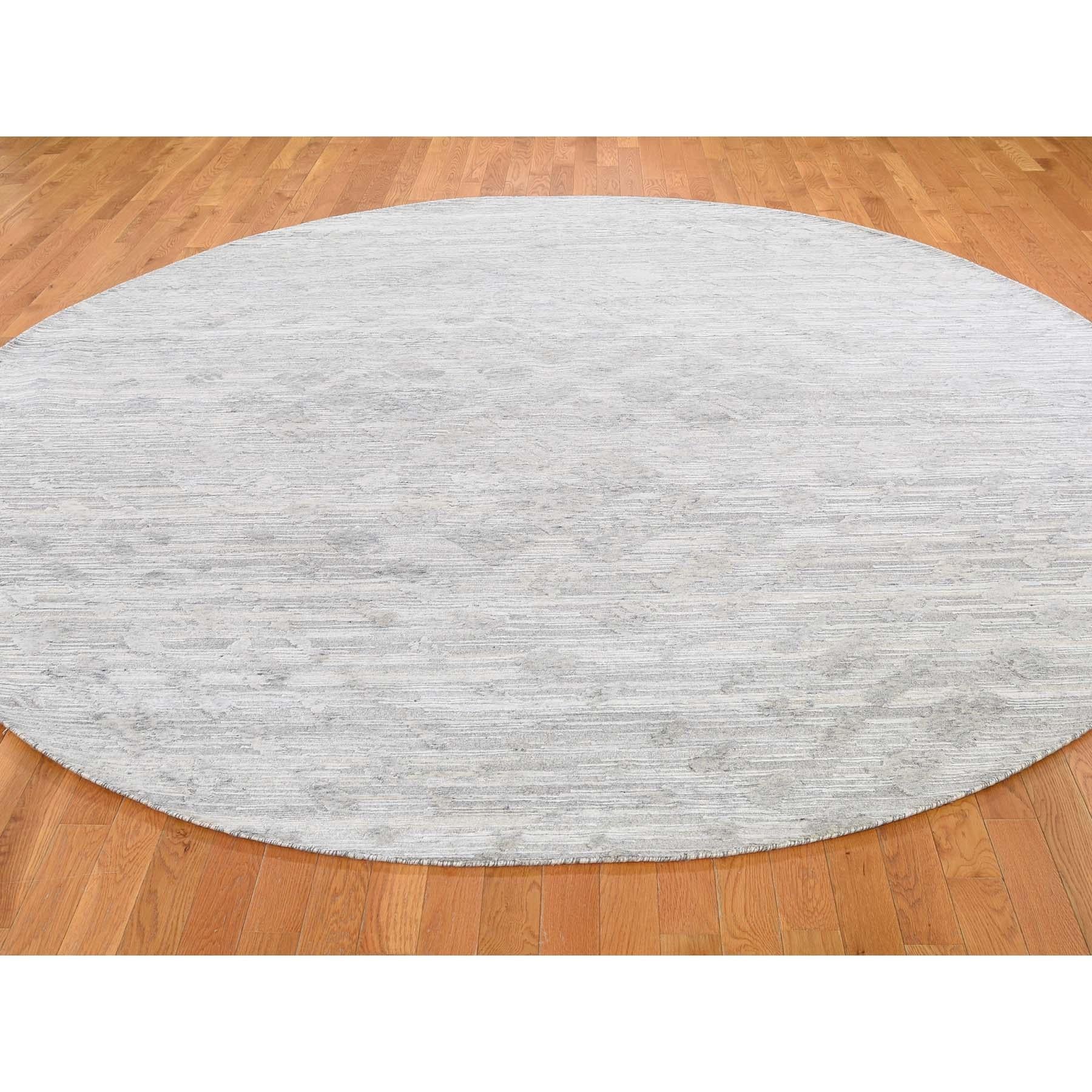 Other Round Hand Spun Undyed Natural Wool Modern Hand Knotted Oriental Rug