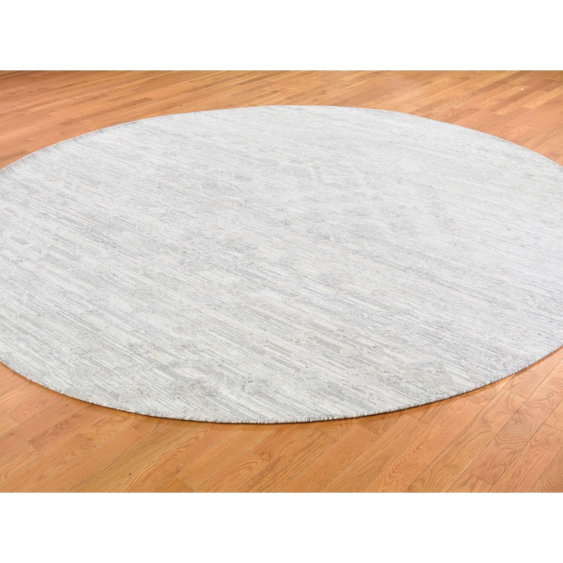Afghan Round Hand Spun Undyed Natural Wool Modern Hand Knotted Oriental Rug