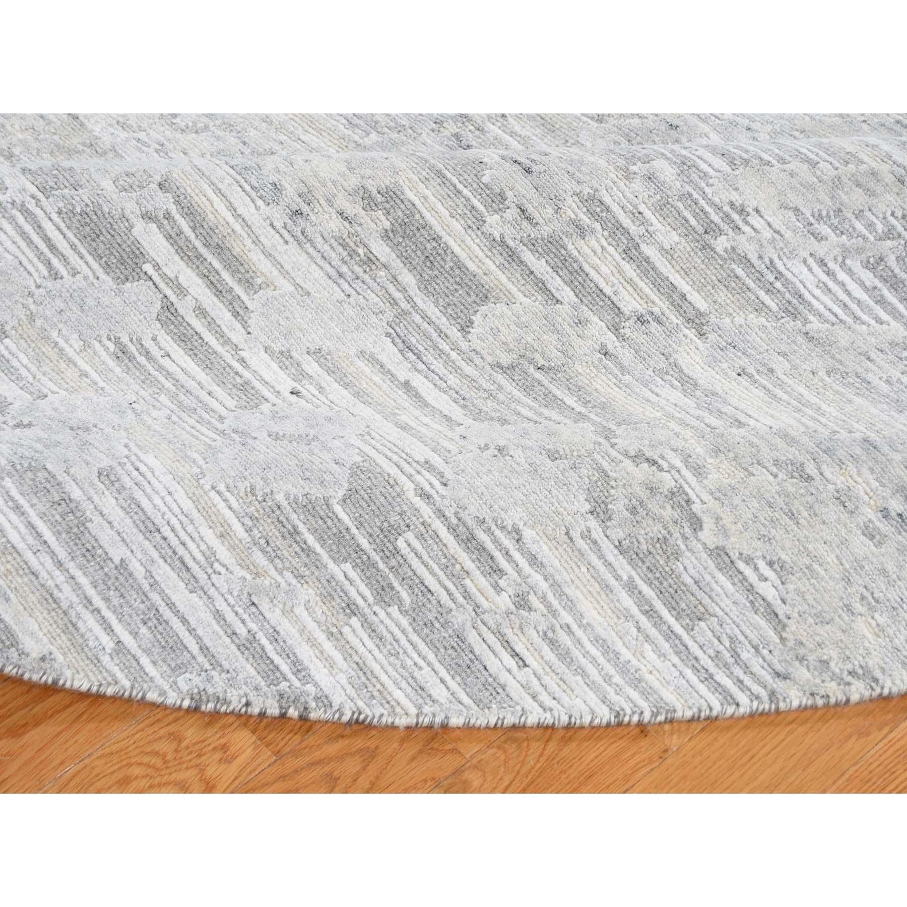 Contemporary Round Hand Spun Undyed Natural Wool Modern Hand Knotted Oriental Rug