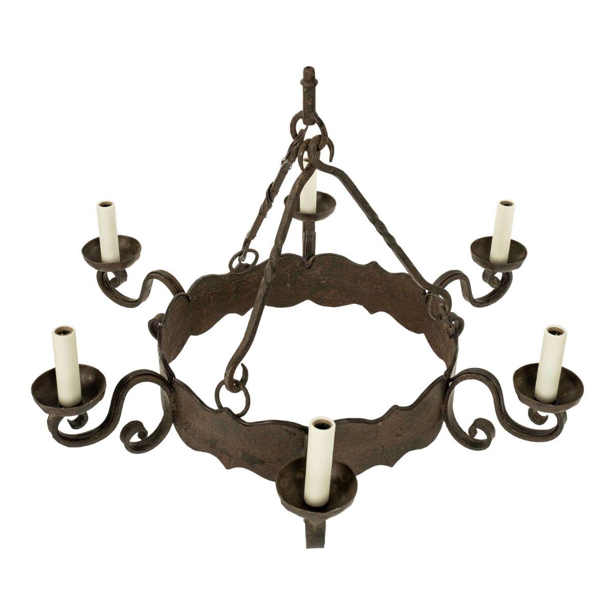 French Provincial Round Heavy Iron Chandelier