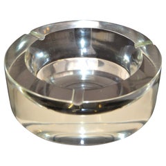 Runder schwerer Murano Mid-Century Modern Transparent Glas Aschenbecher Italien 1960s