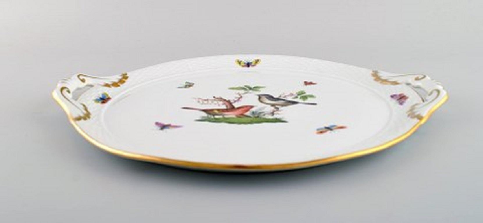 Round Herend Rothschild Bird Serving Dish with Handles in Hand-Painted Porcelain In Excellent Condition In Copenhagen, DK