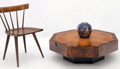Round Hexagon Burl Wood Book Matched Top Coffee Table