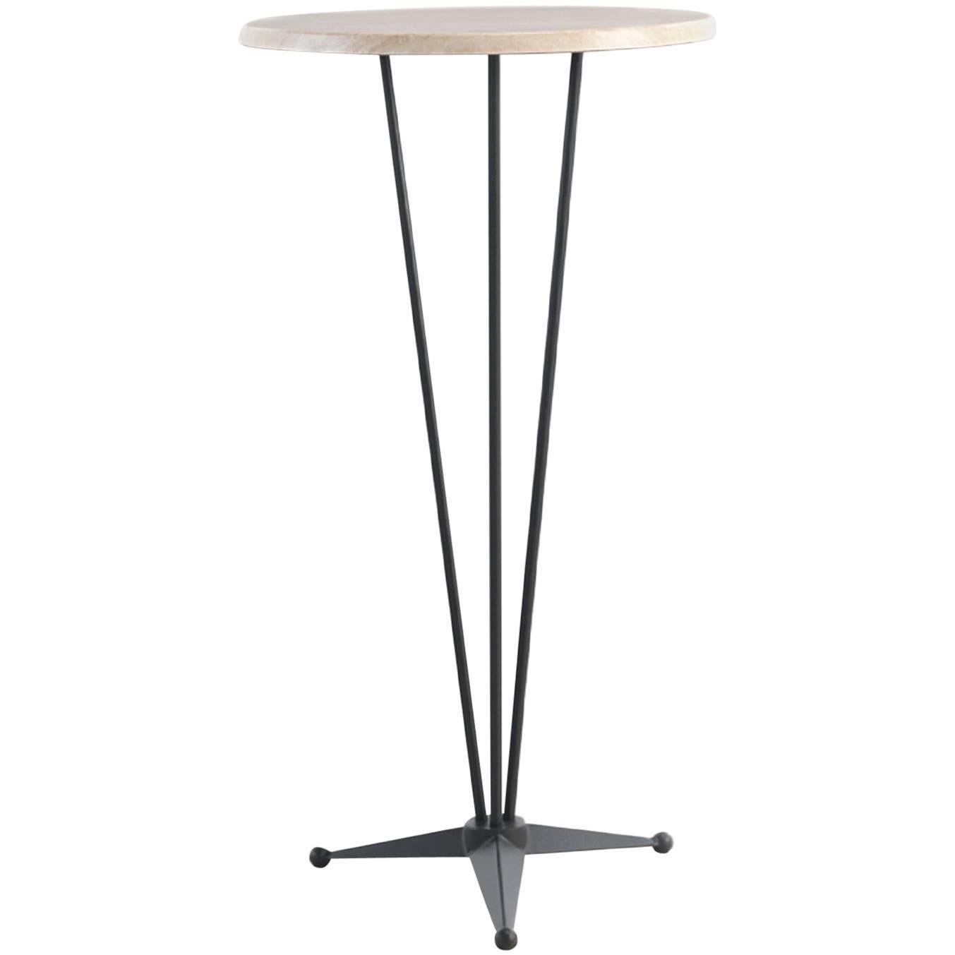 Table basse ronde à haut plateau avec base en acier et plateau Werzalit, table de cocktail en vente