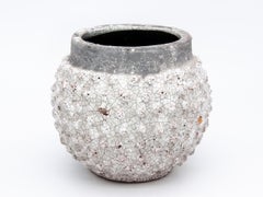 Round Hobnail Planters in White Glaze