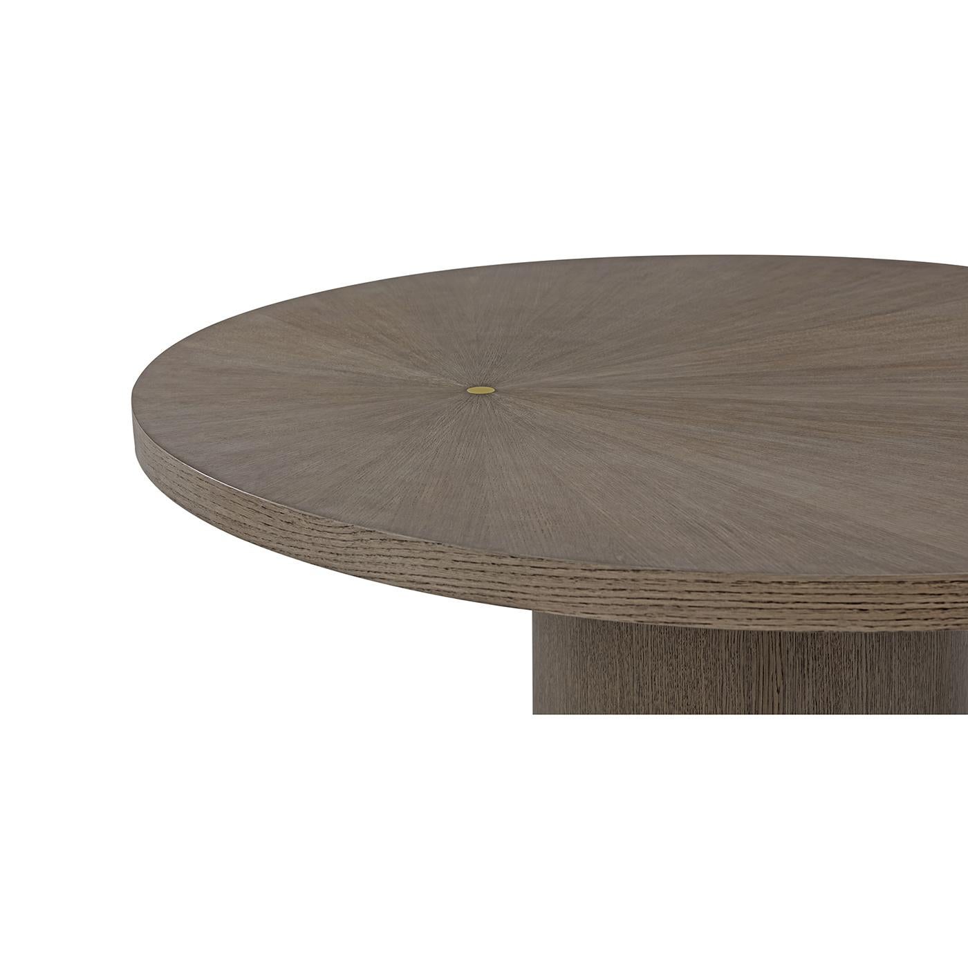 Brass Round Hollywood Regency Dining Table - Dark Mink For Sale