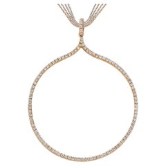 Used Round Hoop Diamond Pendant Necklace in 18kt Rose Gold with Multi Chain Necklace