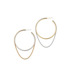 14 K Solid Gold Round Hoop Minimal Large Snake Chain Greek Earrings