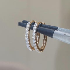 Round Hooped Earrings 925 Sterling Silver Moissanite Huggie Earrings For Women.