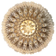 Lampada da incasso rotonda in cristallo di Erco, a parete o a soffitto, anni '70, Germania