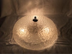 Round Ice Organic Italian Glass Flush Mount, 1960s