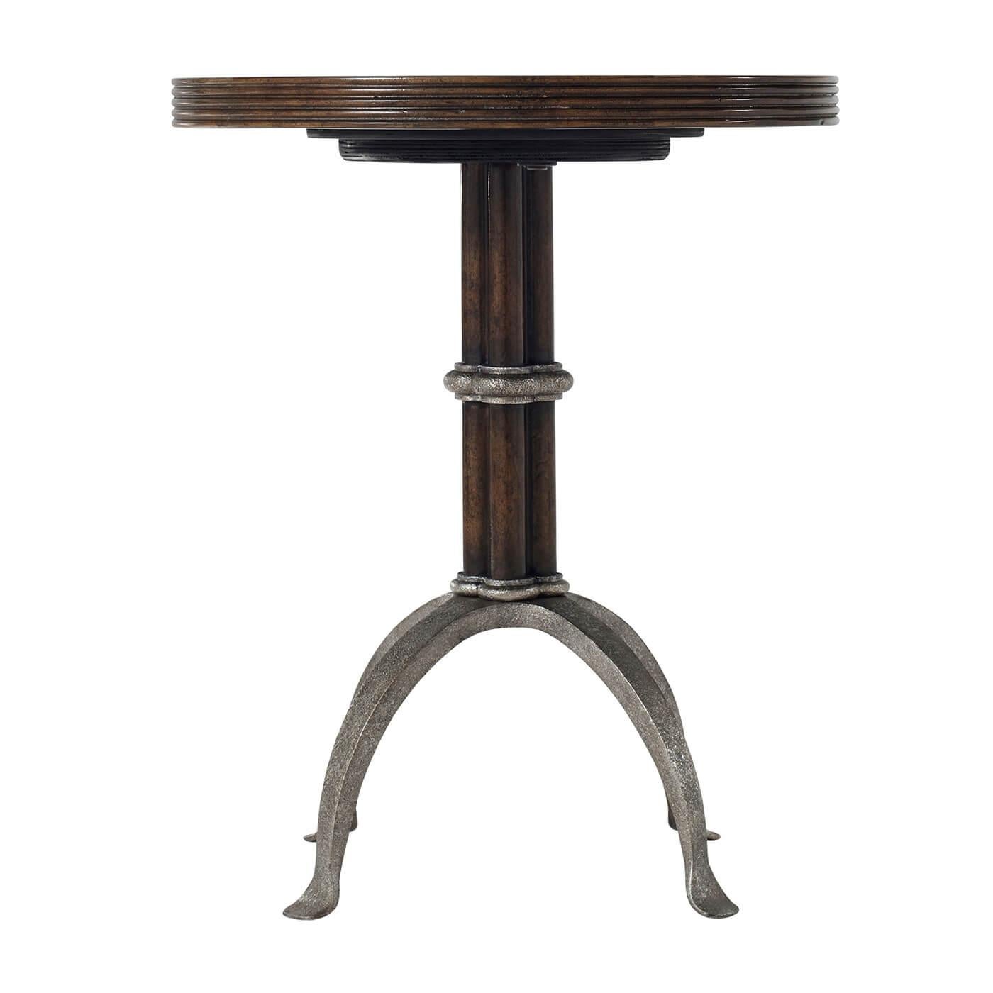 Vietnamese Round Industrial End Table For Sale
