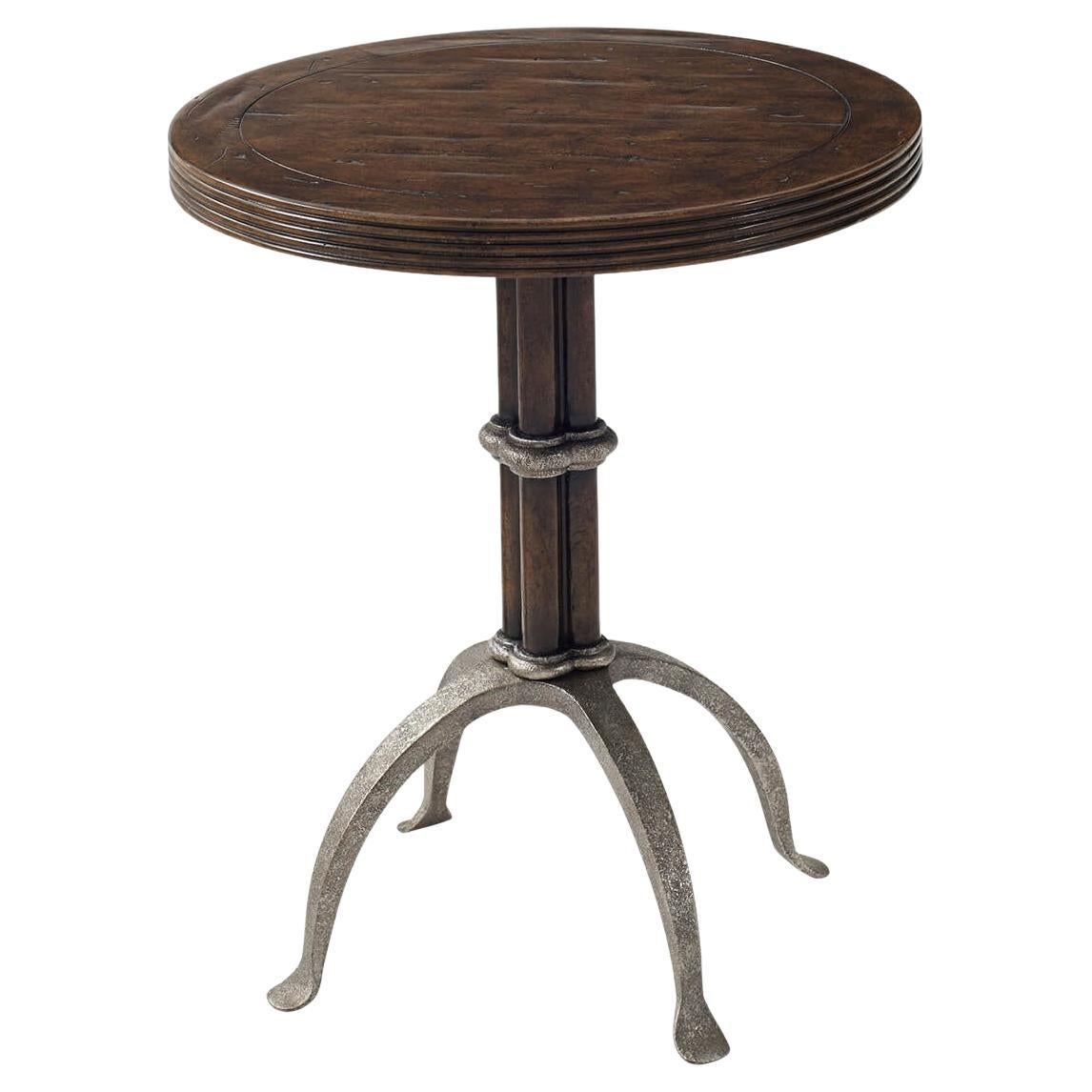 Round Industrial End Table For Sale
