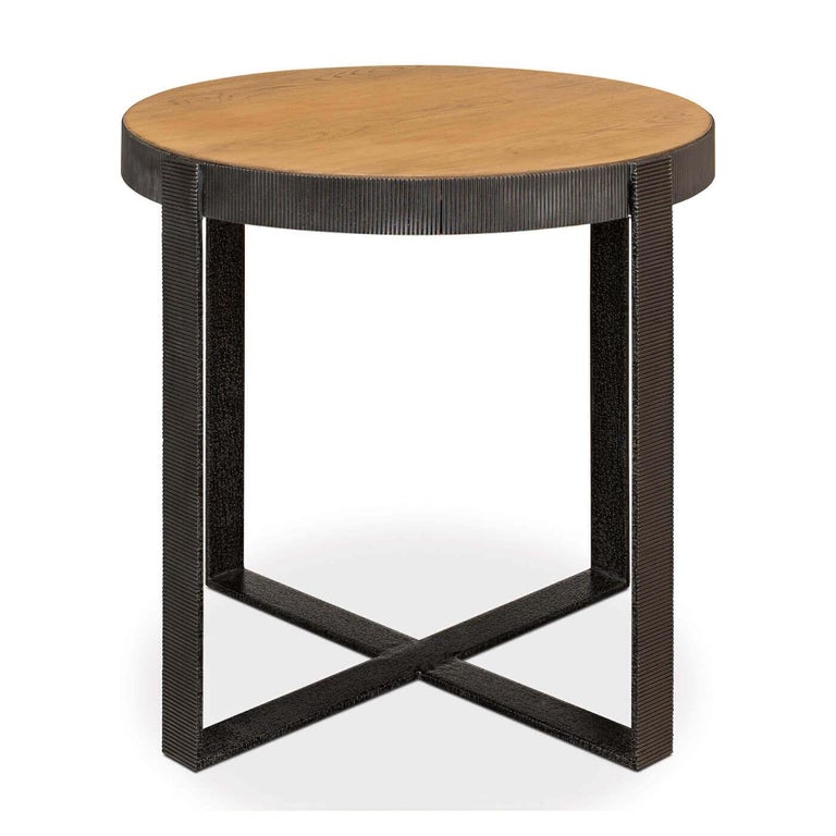 Round Industrial Side Table For Sale at 1stDibs