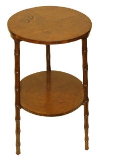 Round Inlaid Faux Bamboo Side Table