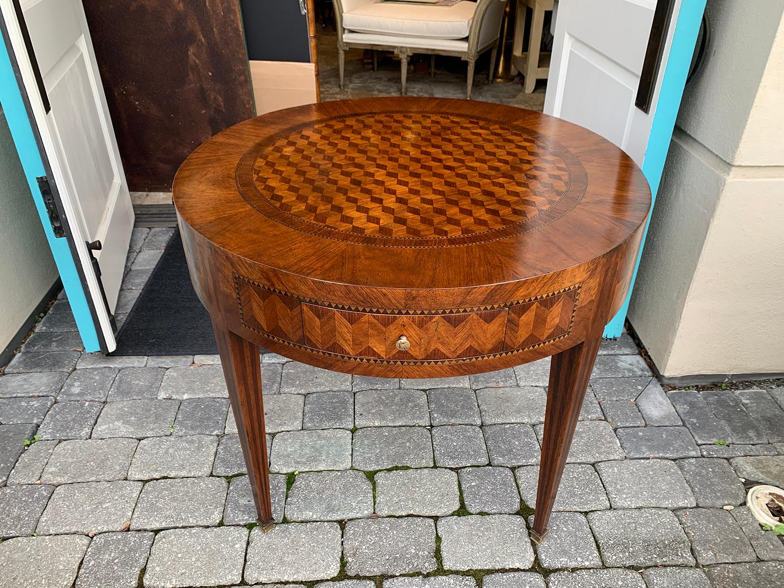 Round Inlaid Table circa 1880s-1920s, Possibly Italian 4