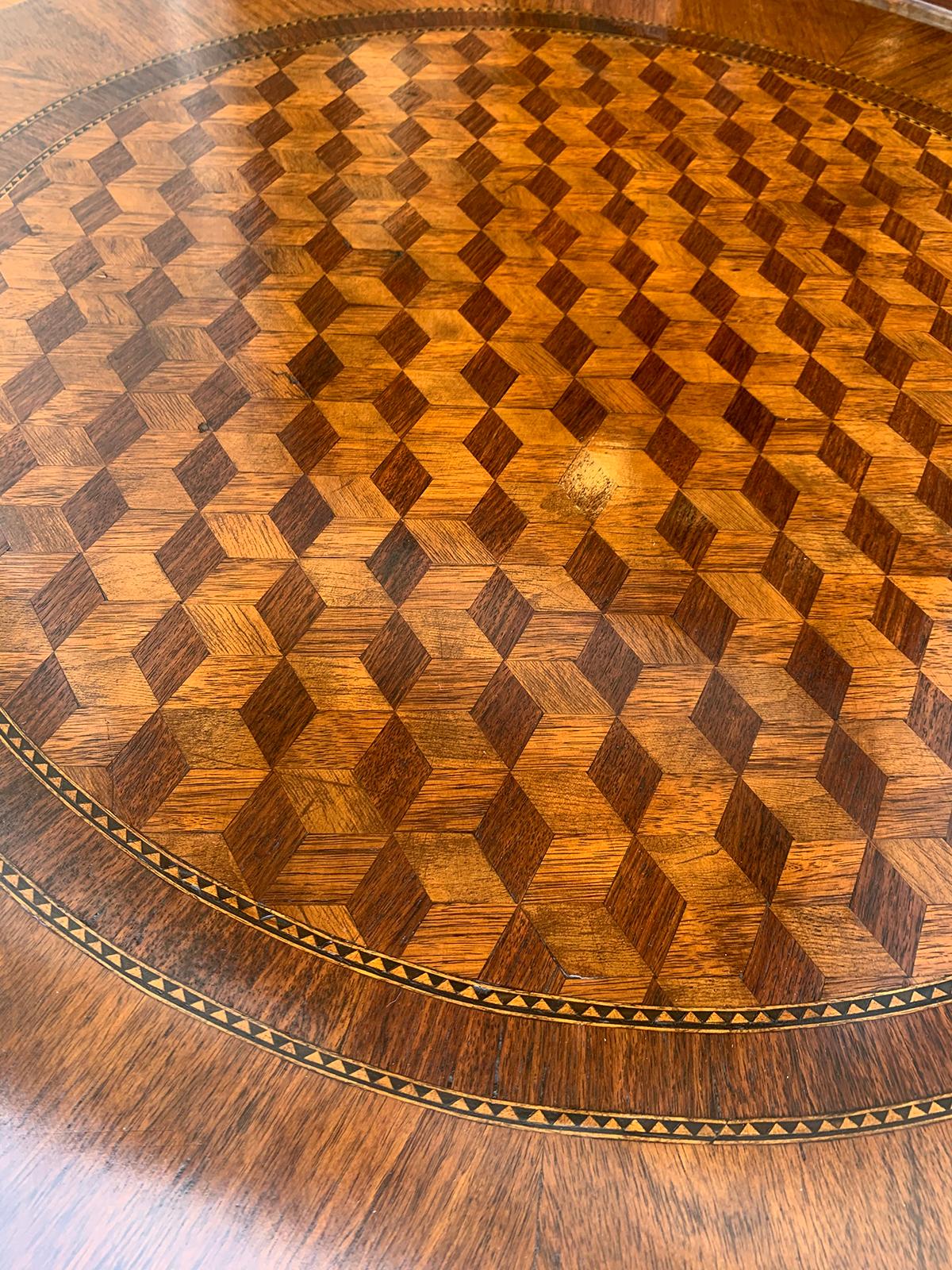 Round Inlaid Table circa 1880s-1920s, Possibly Italian 6