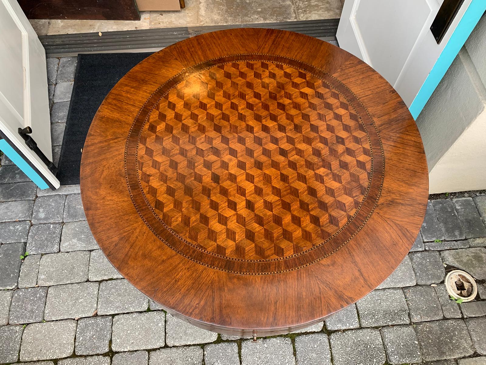 Inlay Round Inlaid Table circa 1880s-1920s, Possibly Italian