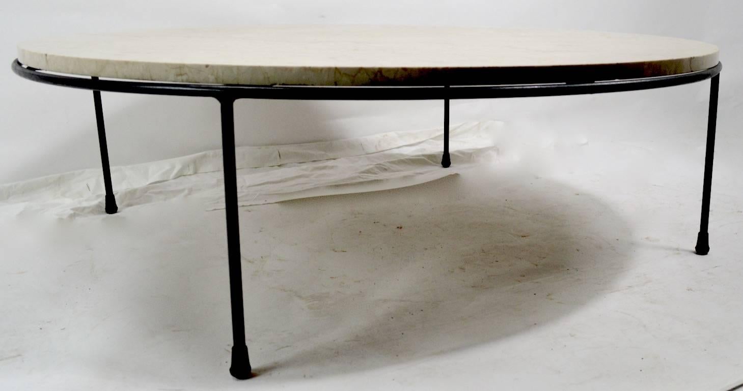 Round Iron and Marble-Top Coffee Table by McCobb 3