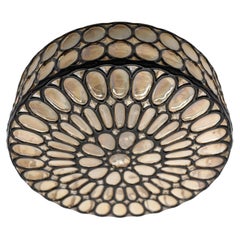 Round Iron Rings Glass Flush Mount Ceiling / Wall Light, 1960s Germany