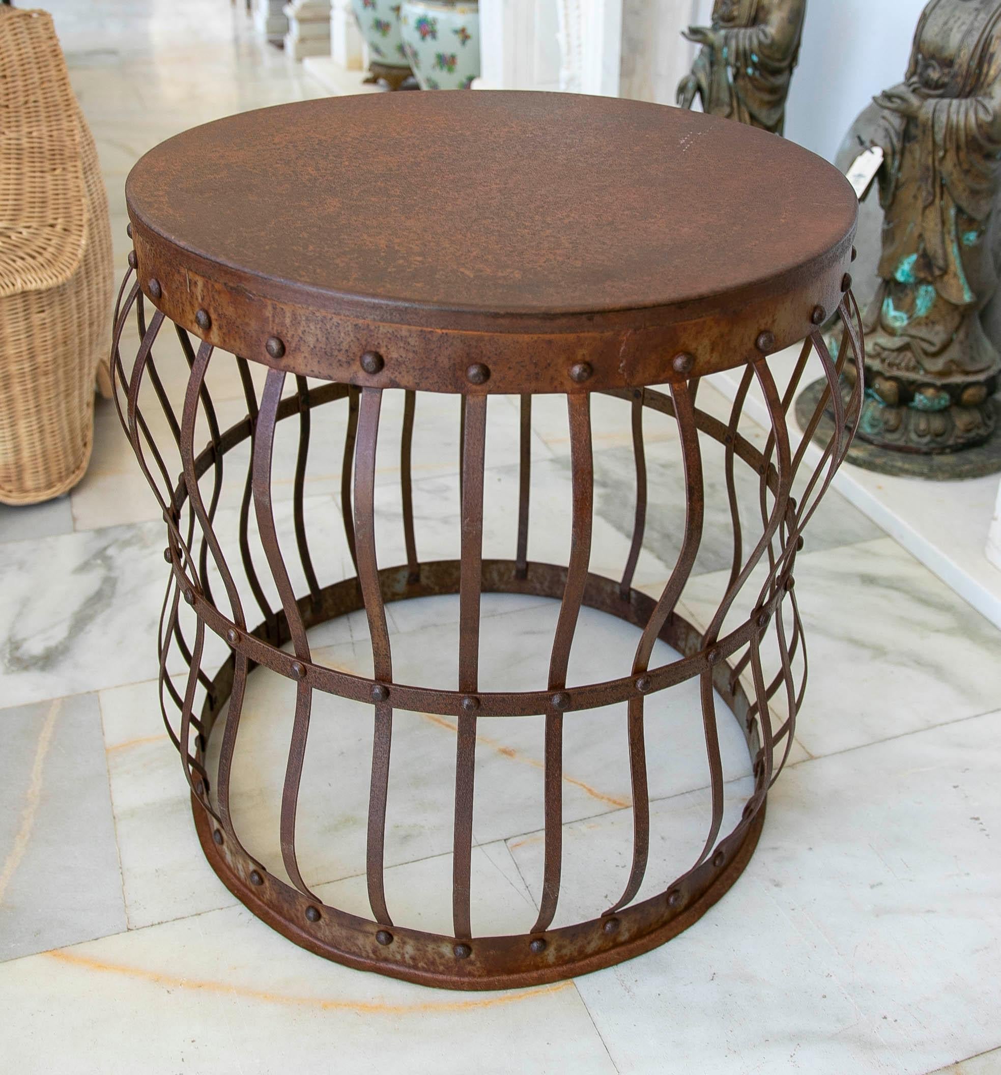 Contemporary Round Iron Stool  For Sale