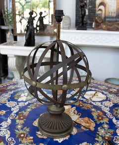 Round Iron Table Lamp with Circular Base