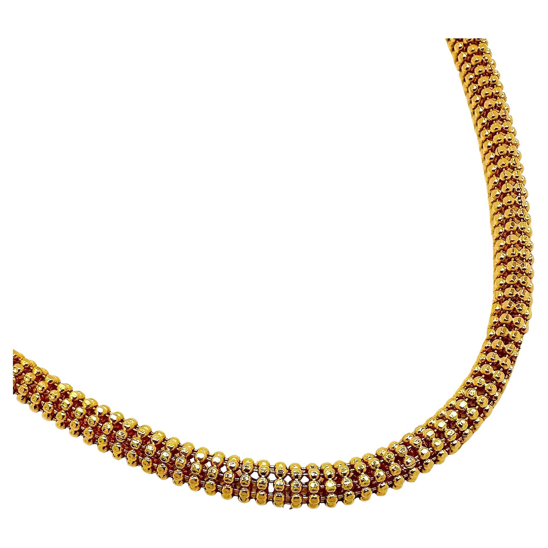 Round Italian 14K Yellow Gold Flexible Neck Chain For Sale
