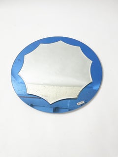 Round Italian Blue Deco Mirror
