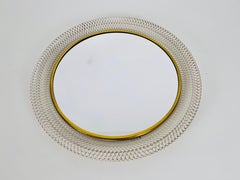 Round Italian Brass Framed Wall Mirror, 1960s, Italy