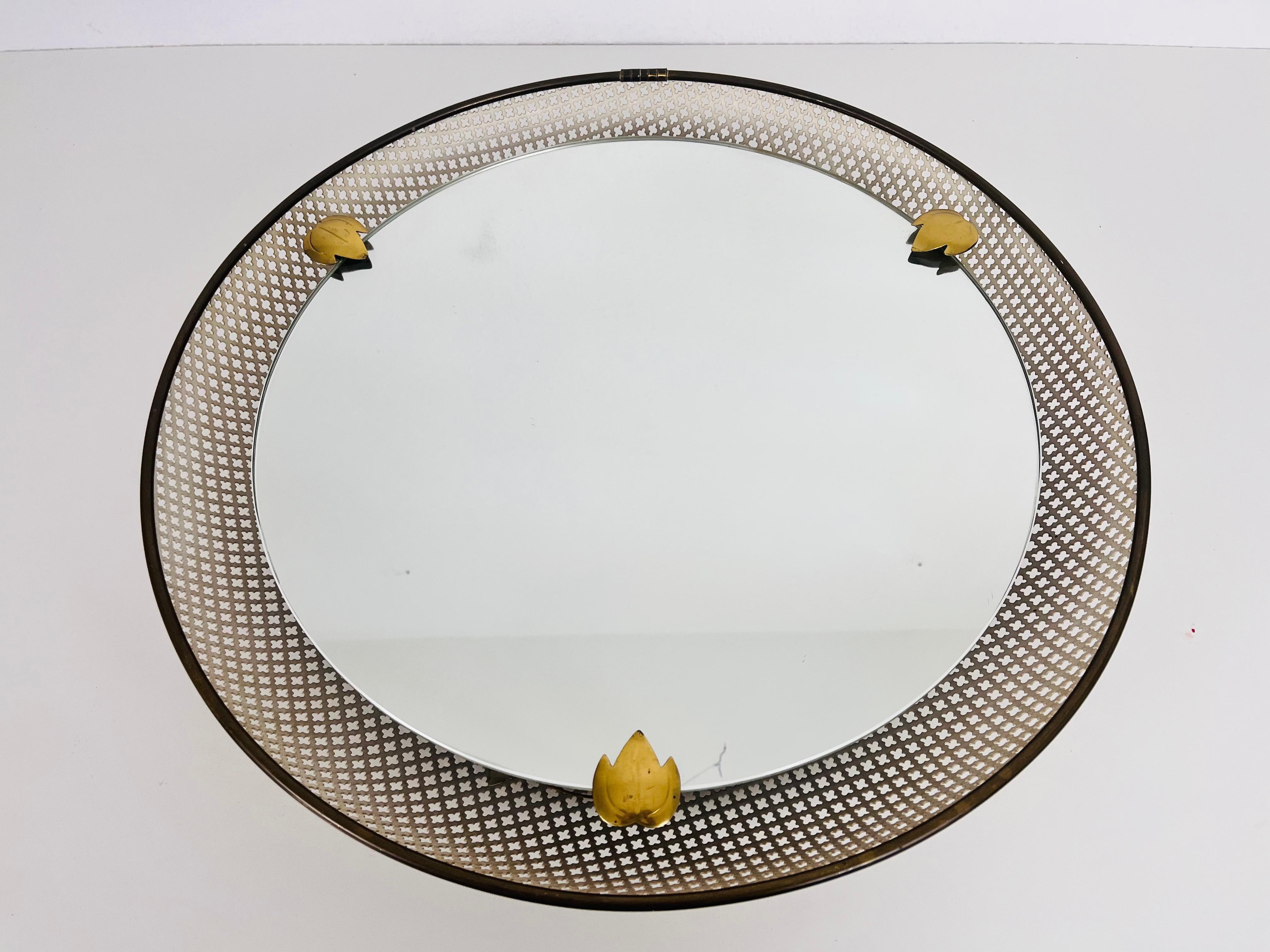 Mid-Century Modern Round Italian Brass Framed Wall Mirror, 1960s, Italy