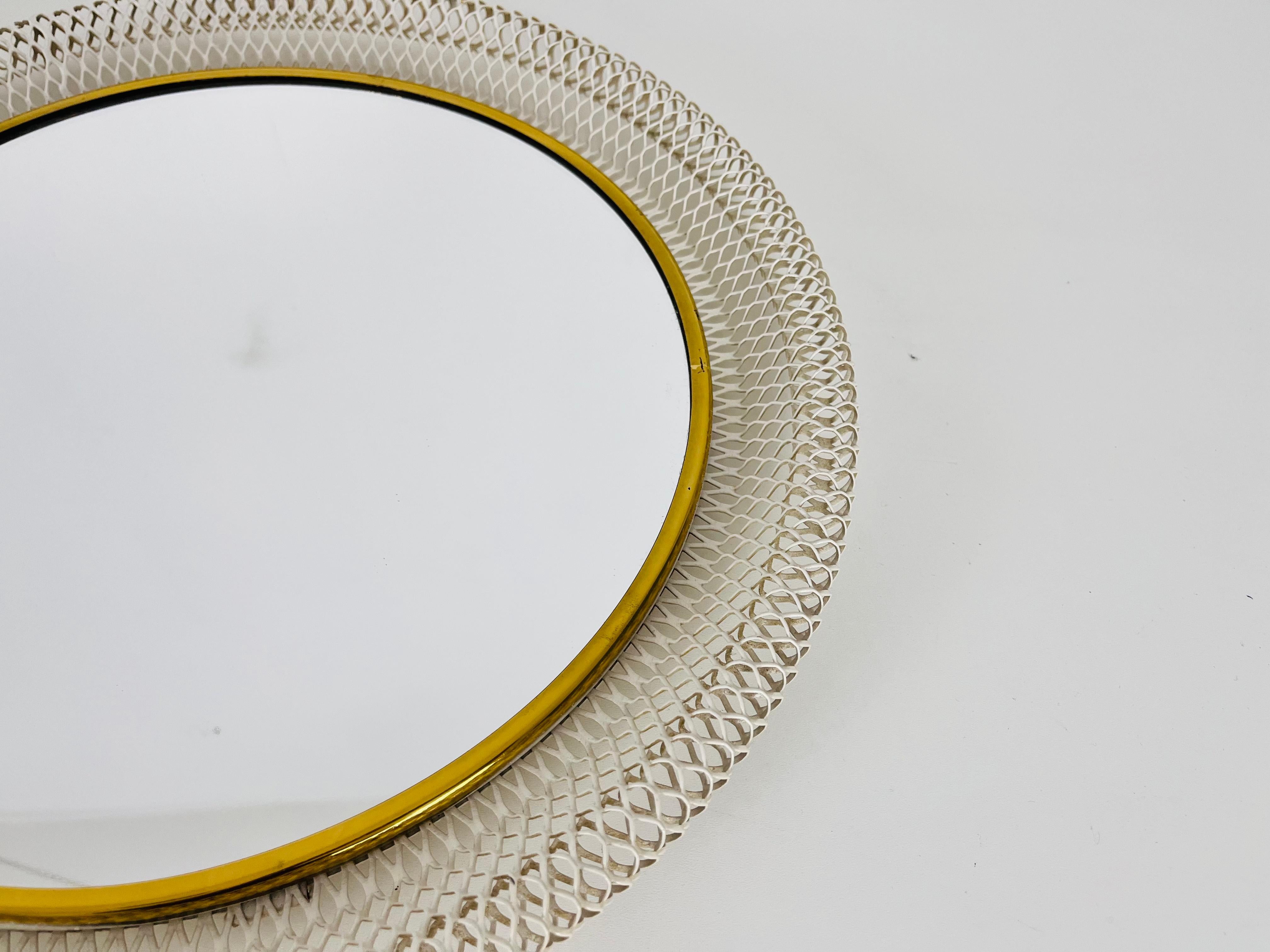 Round Italian Brass Framed Wall Mirror, 1960s, Italy For Sale 2