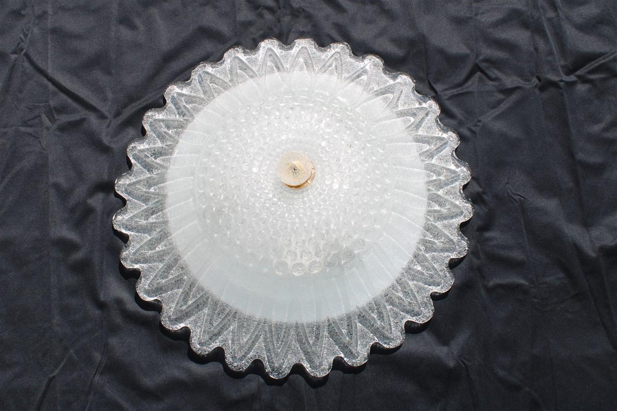 Late 20th Century Round Italian Design Ceiling Lamp 1970s Flower  For Sale