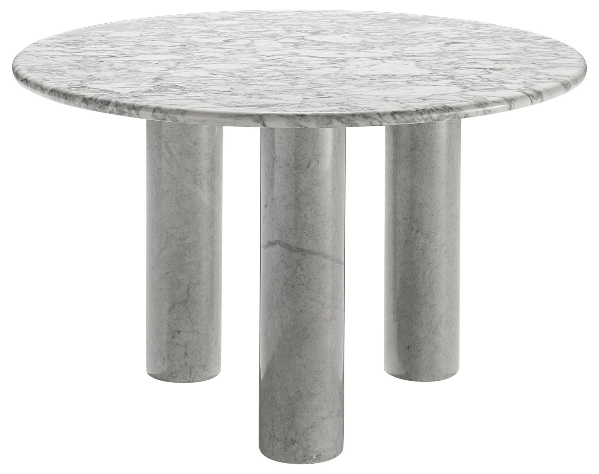 Round Italian Dining Table in White Marble