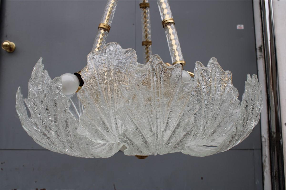 Round Italian Flower Chandelier 1970s Murano Glass Parts Brass gold Plate For Sale 10