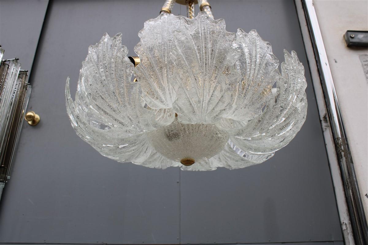 Round Italian Flower Chandelier 1970s Murano Glass Parts Brass gold Plate For Sale 11