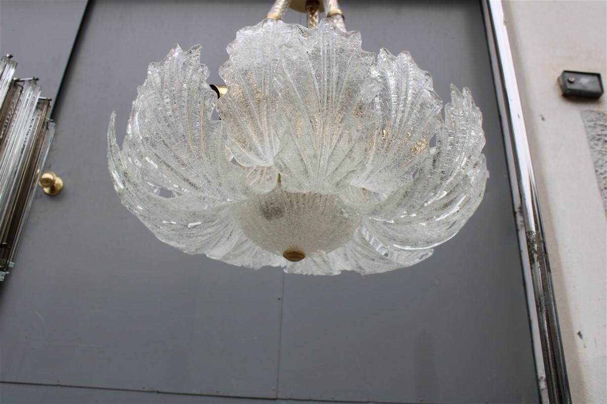 Round Italian Flower Chandelier 1970s Murano Glass Parts Brass gold Plate For Sale 12