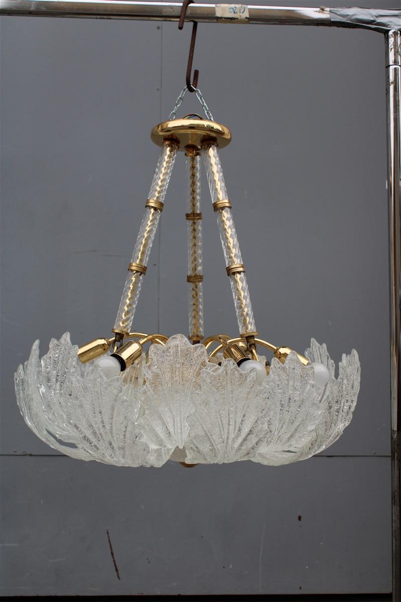 Round Italian Flower Chandelier 1970s Murano Glass Parts Brass gold Plate For Sale 4