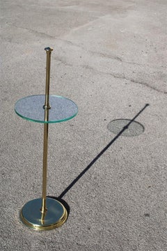 Round Italian Gueridon Made in Italy 1970 Brass and Glass