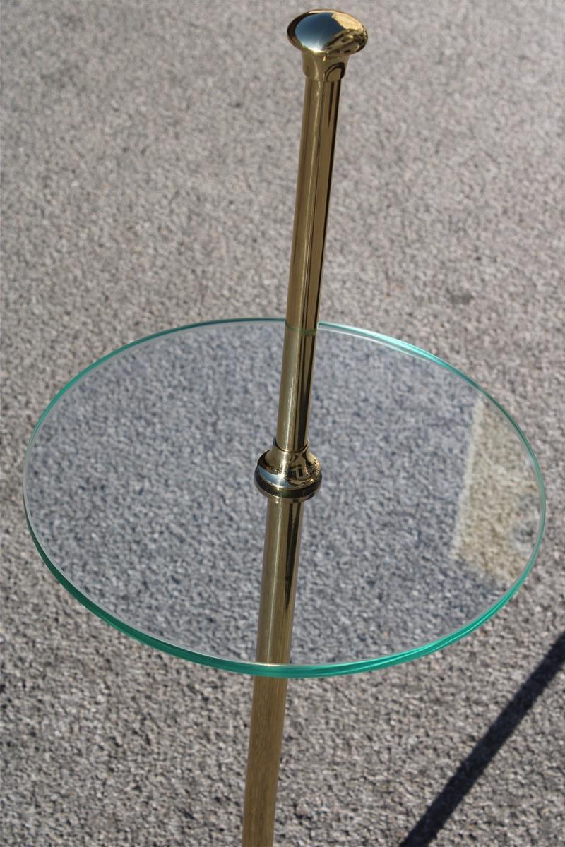Late 20th Century Round Italian Gueridon Made in Italy 1970 Brass and Glass  For Sale