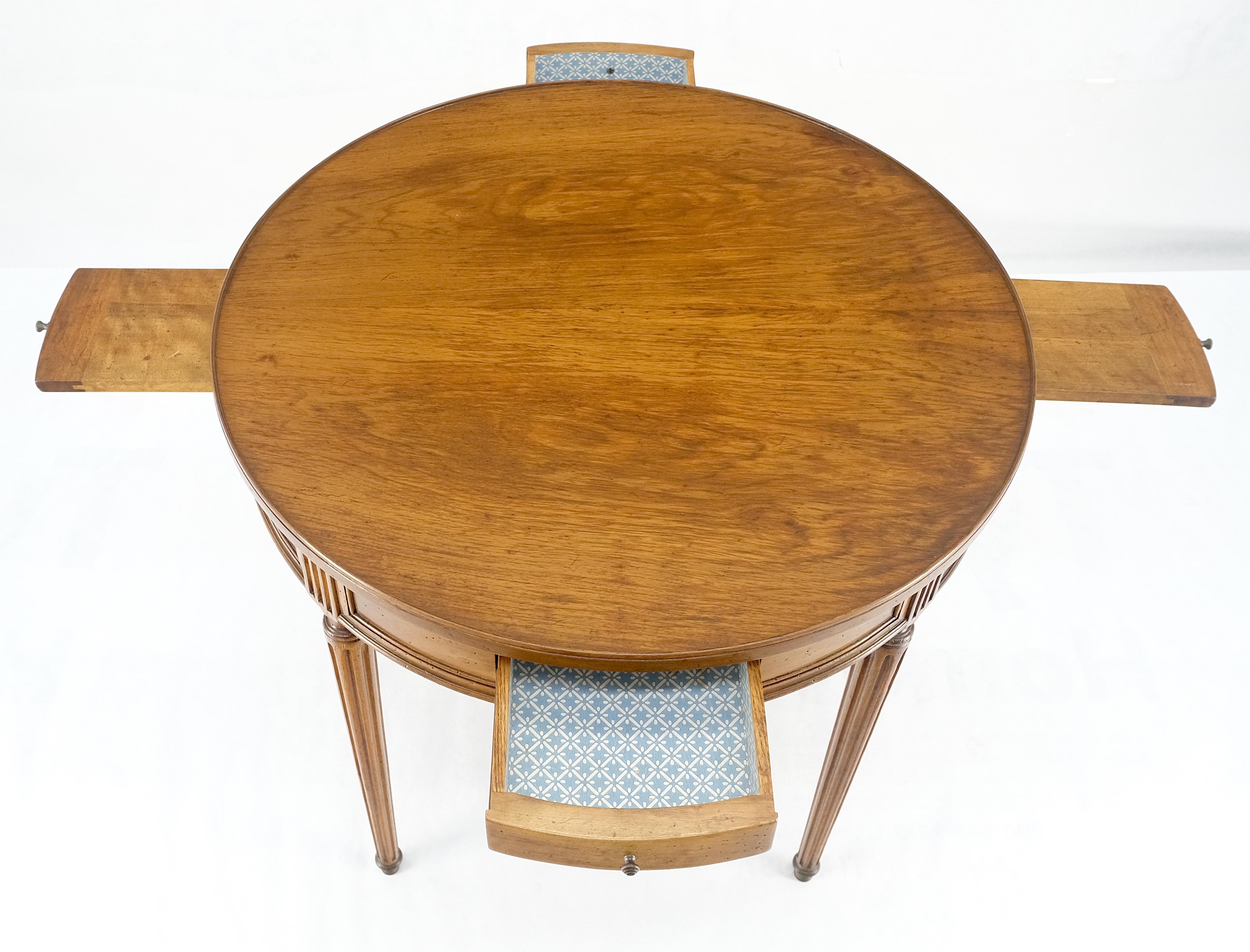 Round Italian Gueridon Table on Fluted Tapered Legs Pull Out Trays Two Drawers For Sale 3
