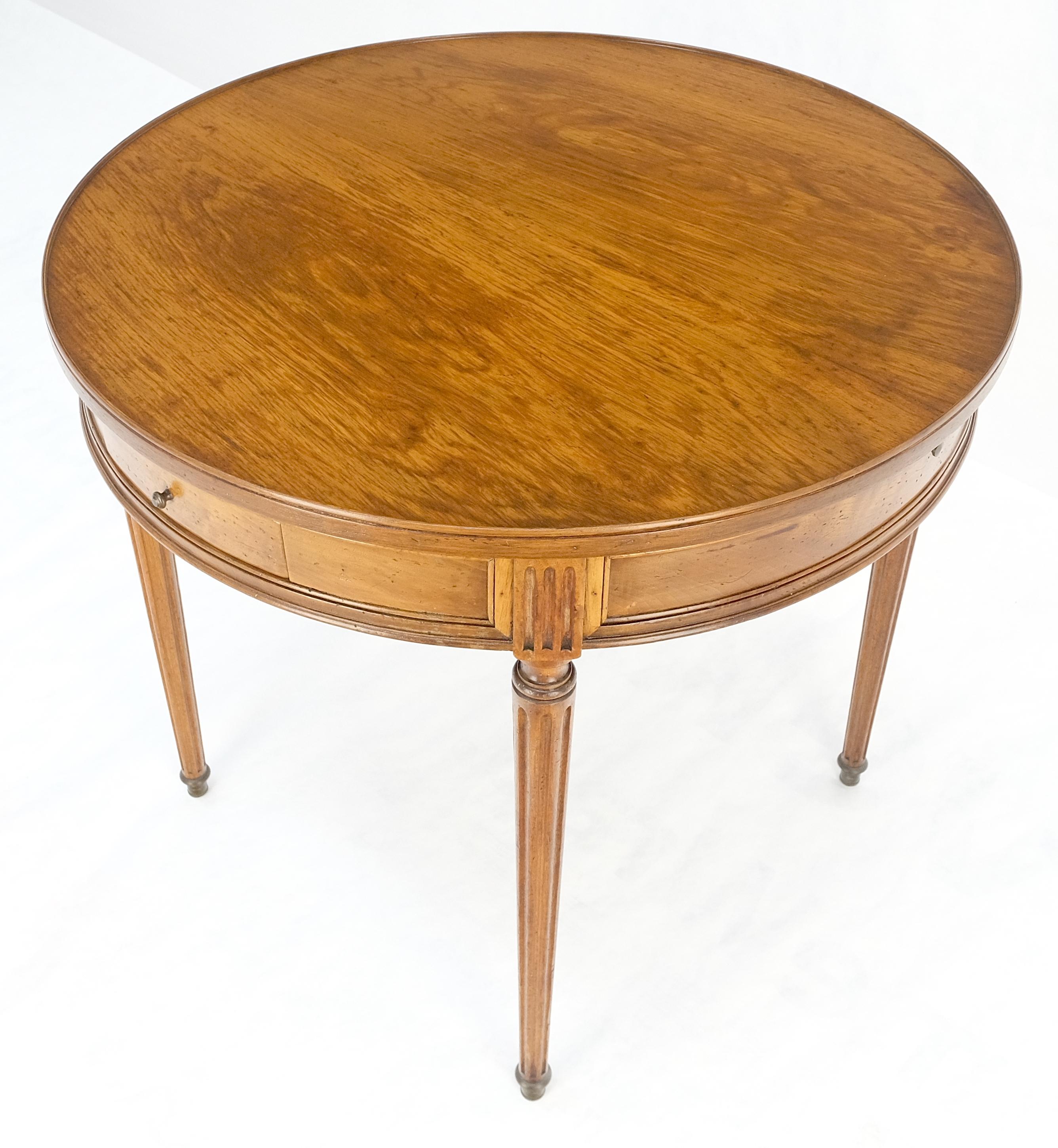 Round Italian Gueridon Table on Fluted Tapered Legs Pull Out Trays Two Drawers For Sale 8