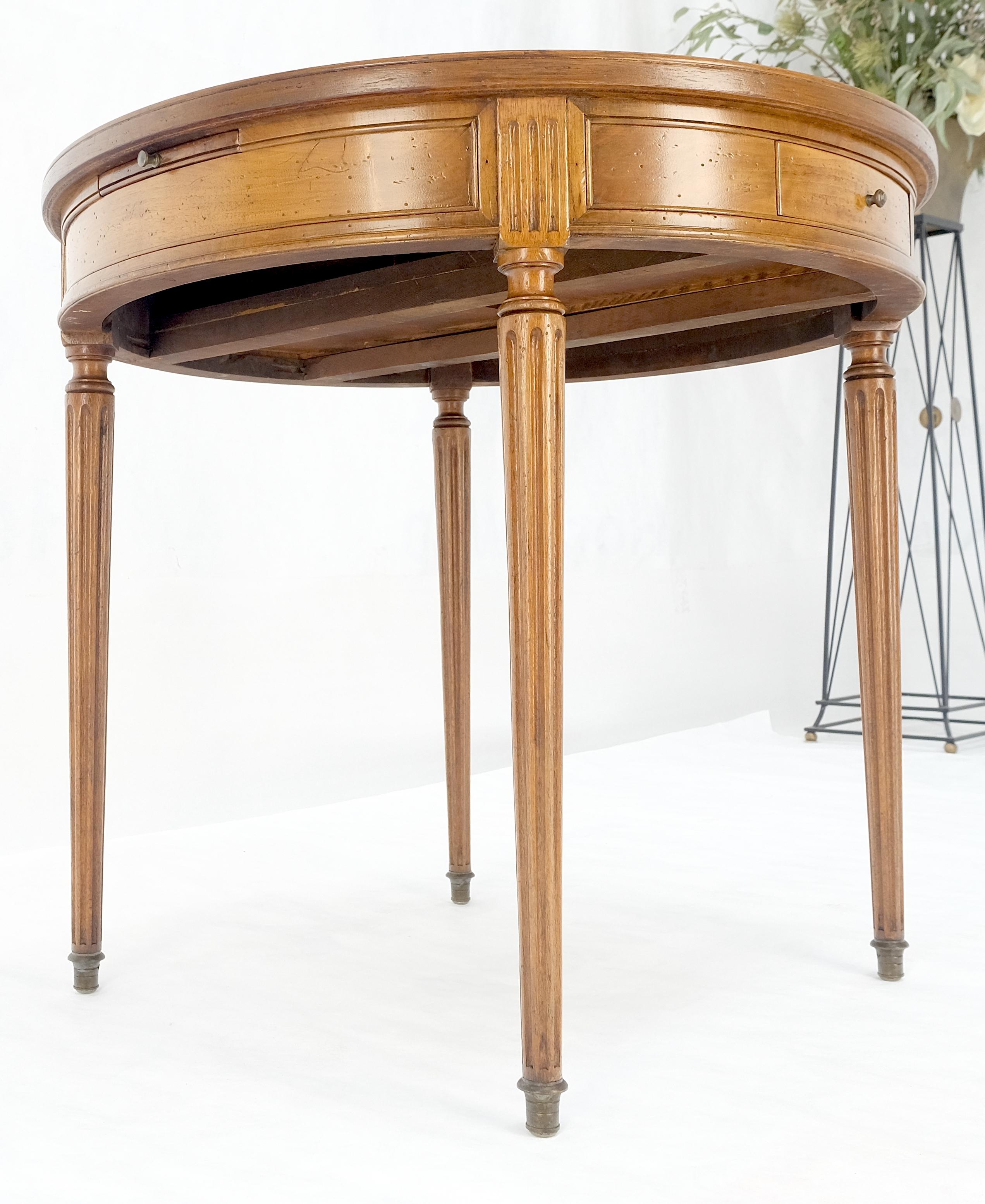 Round Italian Gueridon Table on Fluted Tapered Legs Pull Out Trays Two Drawers For Sale 10