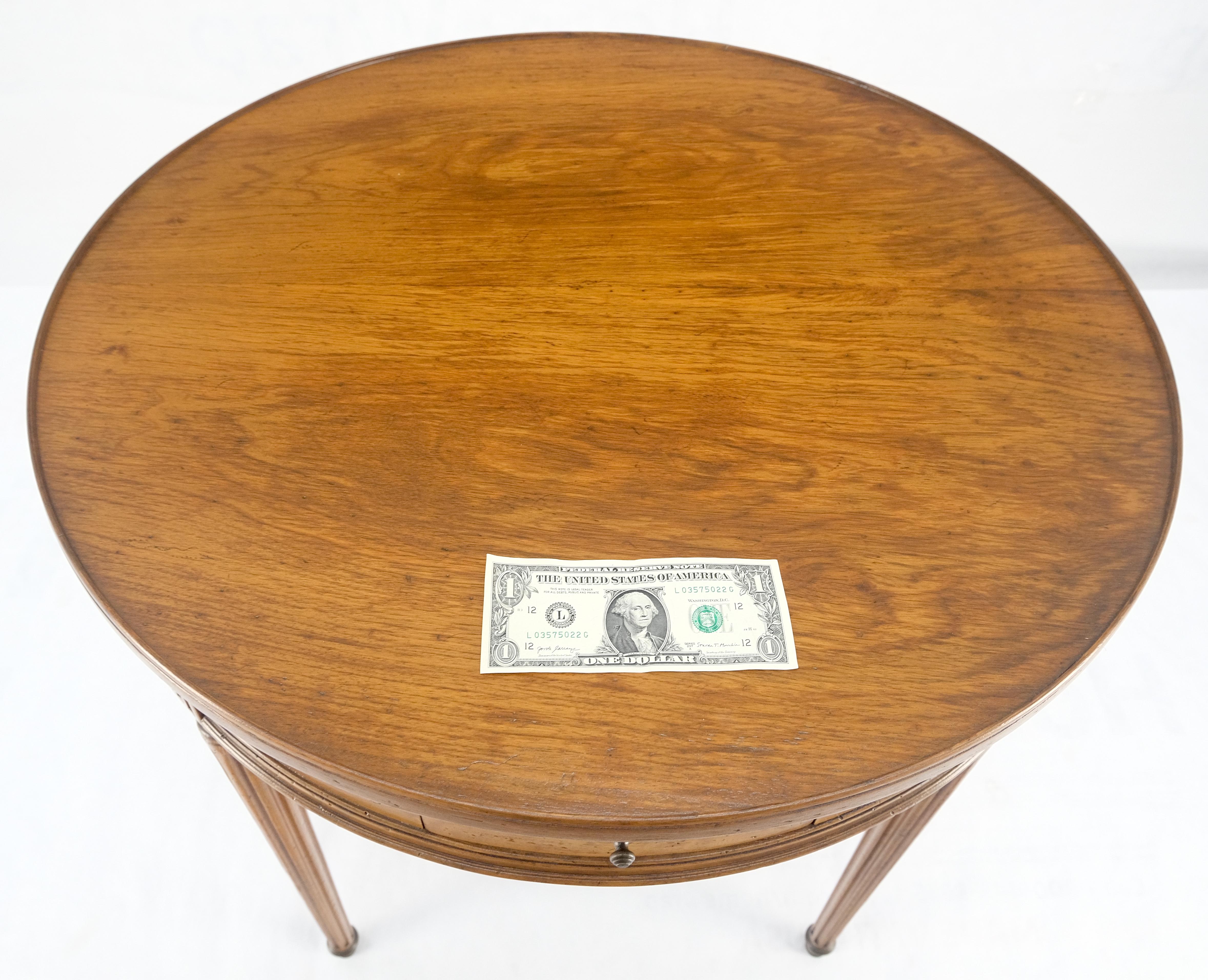 Round Italian Gueridon Table on Fluted Tapered Legs Pull Out Trays Two Drawers For Sale 11