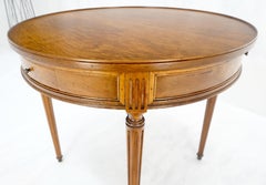 Round Italian Gueridon Table on Fluted Tapered Legs Pull Out Trays Two Drawers