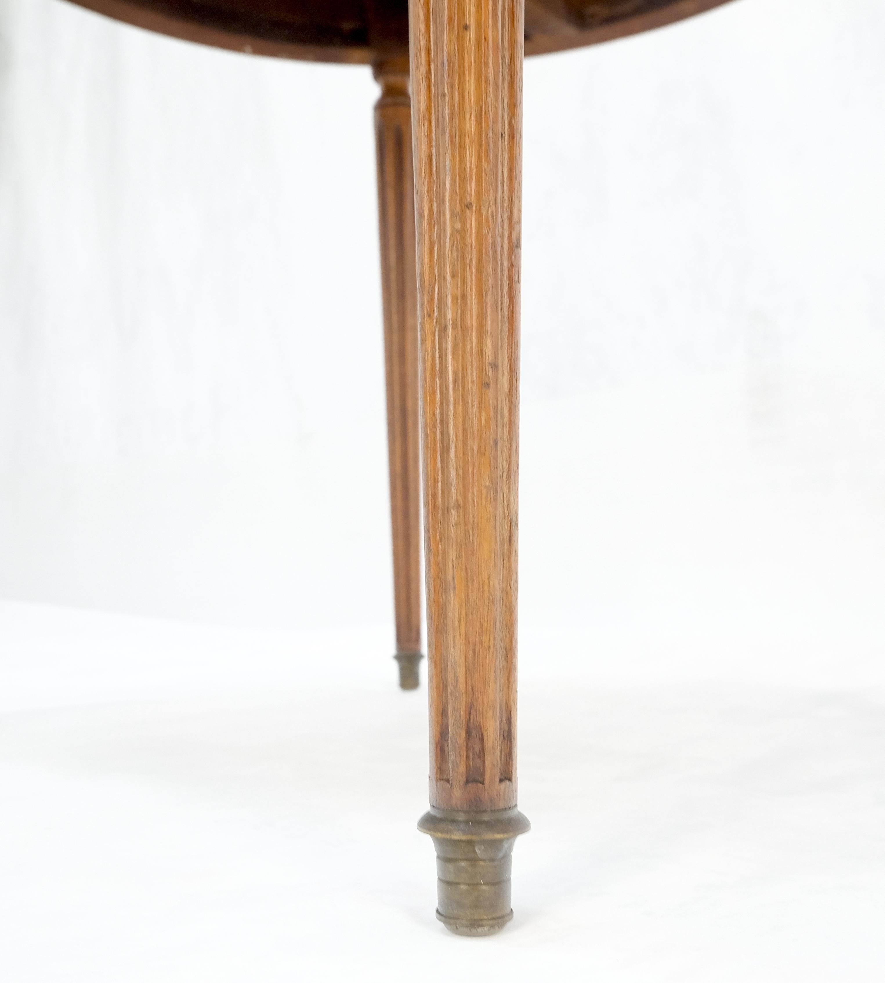 20th Century Round Italian Gueridon Table on Fluted Tapered Legs Pull Out Trays Two Drawers For Sale