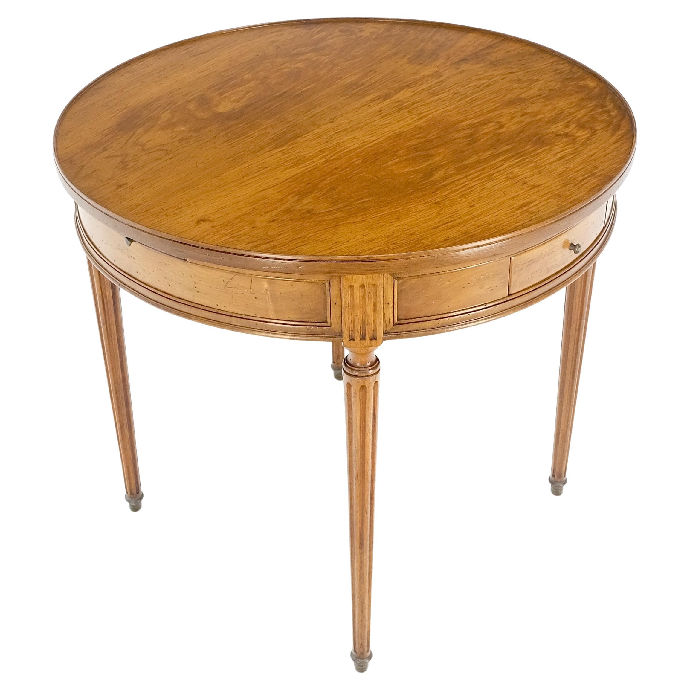 Round Italian Gueridon Table on Fluted Tapered Legs Pull Out Trays Two Drawers For Sale