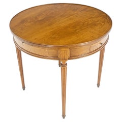 Round Italian Gueridon Table on Fluted Tapered Legs Pull Out Trays Two Drawers