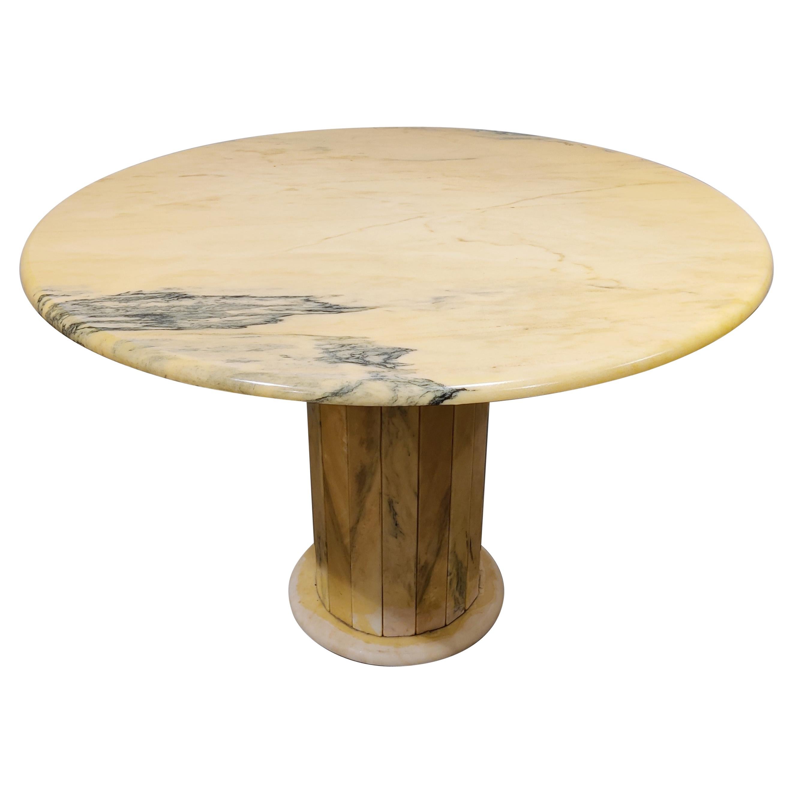 Round Italian Marble Center Table, 1970s