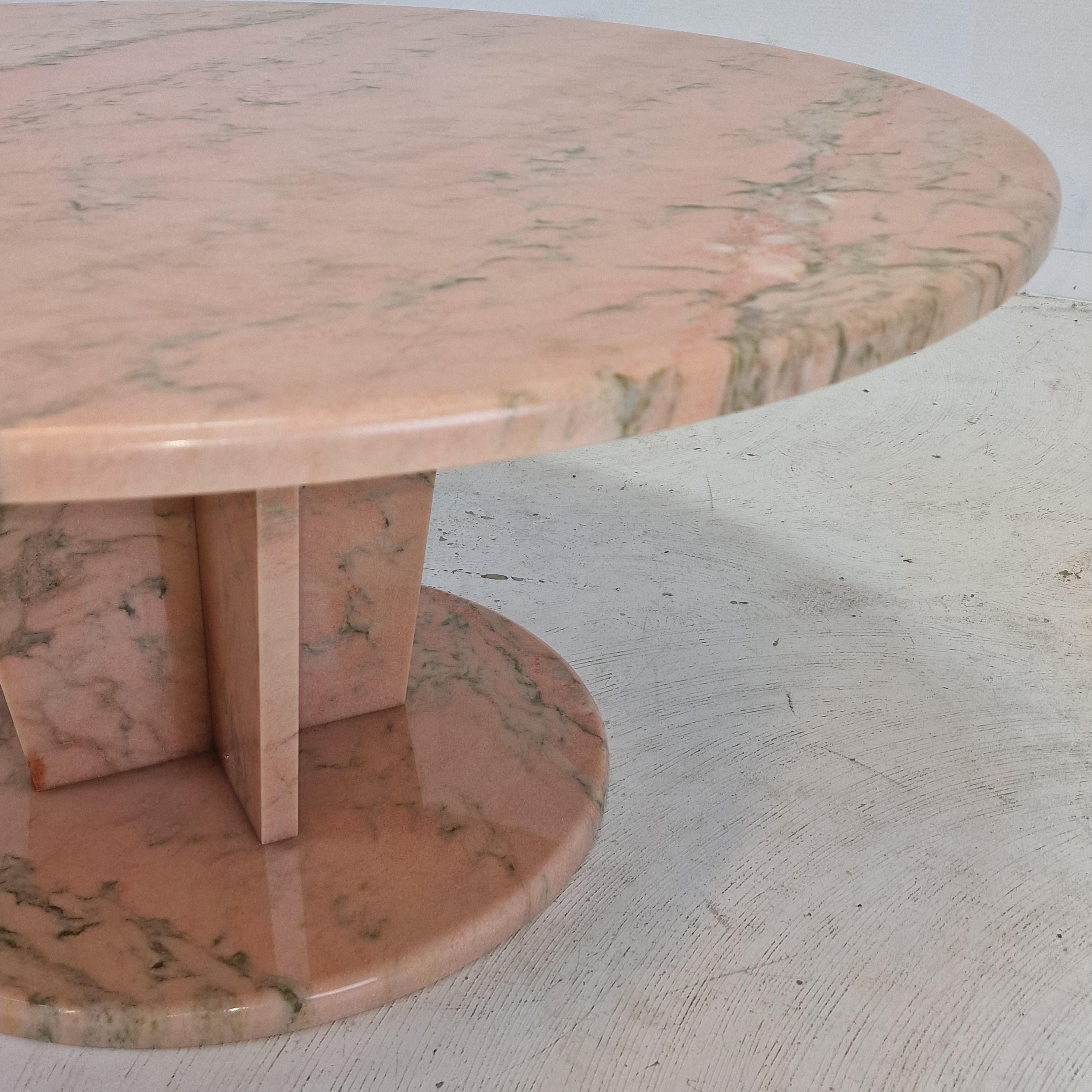 Table basse ou table d'appoint ronde en marbre italien, années 1980 en vente 4