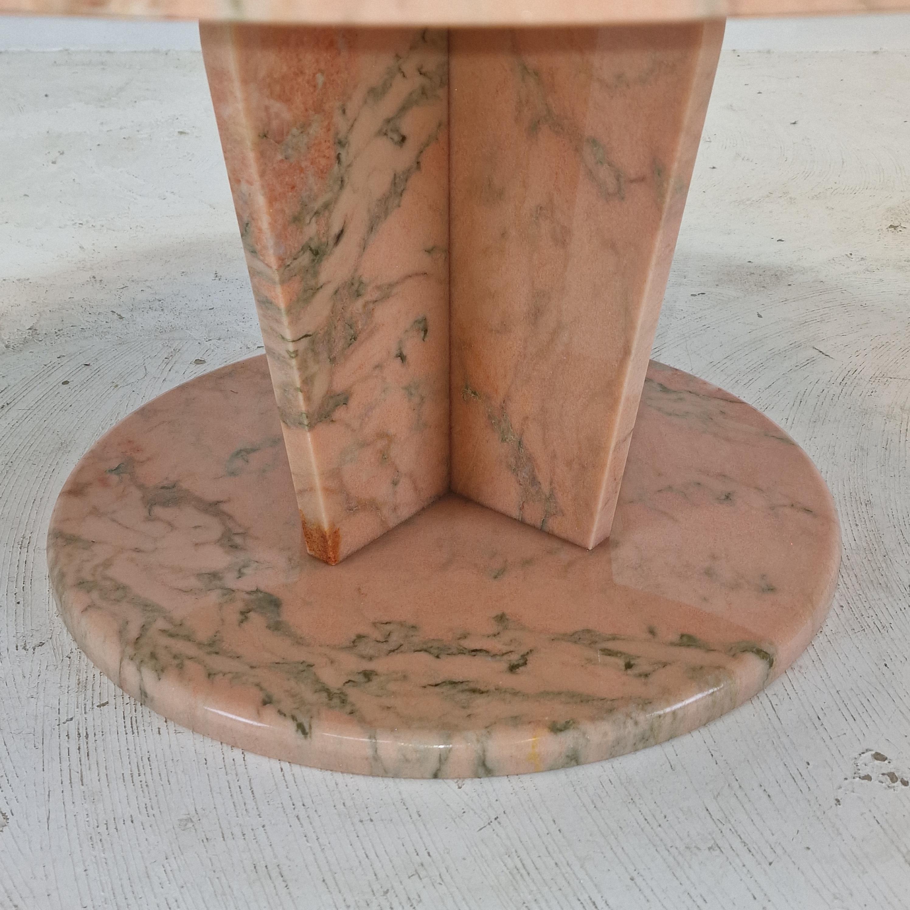 Table basse ou table d'appoint ronde en marbre italien, années 1980 en vente 5